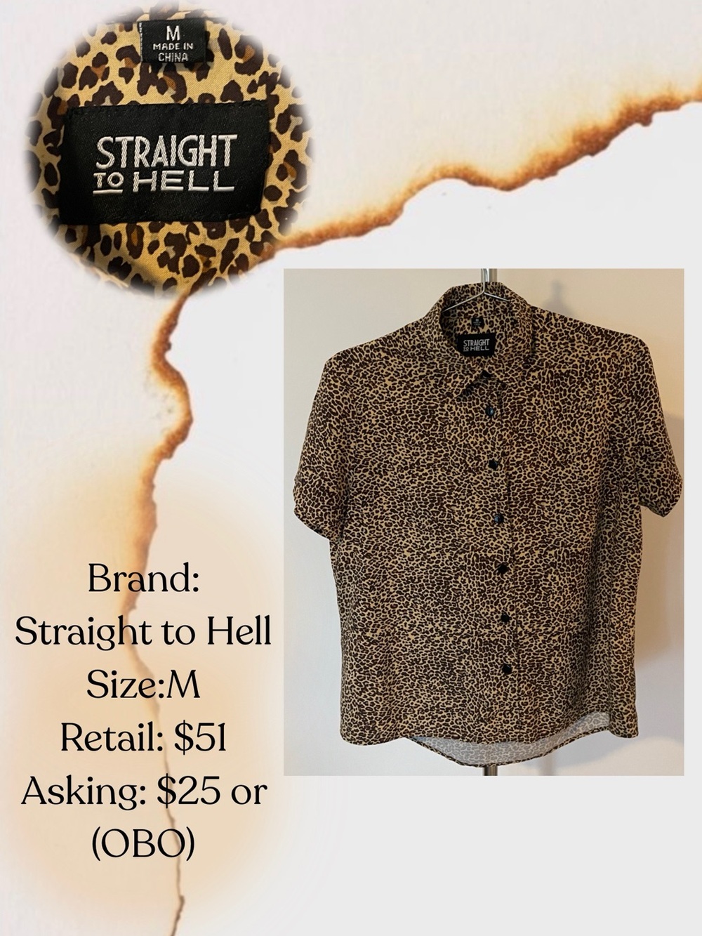 Straight to Hell Women's Leopard Print Short-Sleeve Blouse - Brown